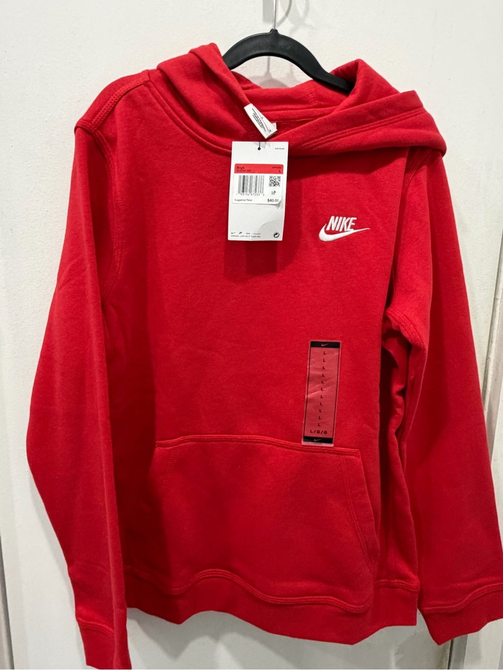 Nike Red Hoodie with White Swoosh Logo